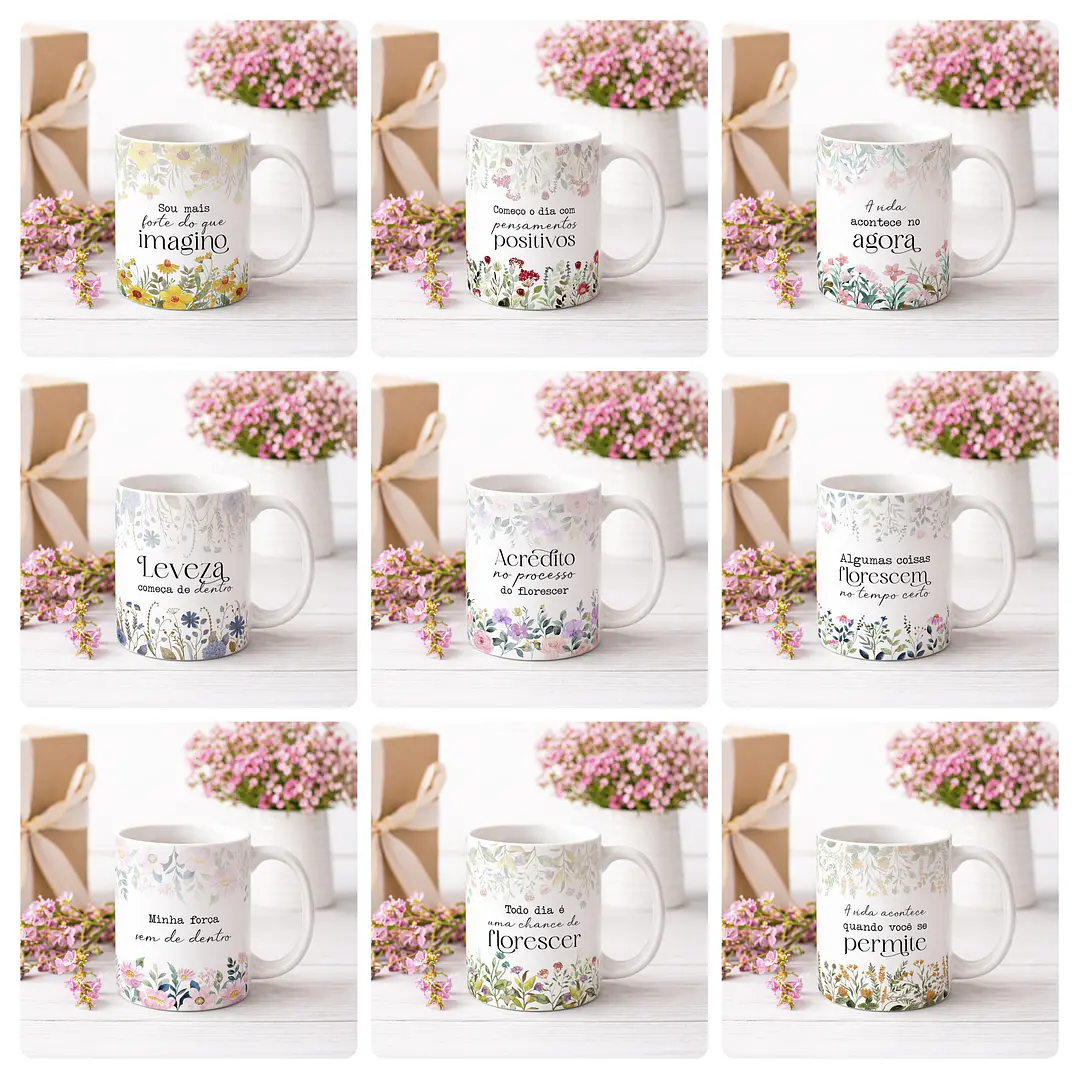 20 Artes para Caneca Frases Florescer Arquivo Editável 2
