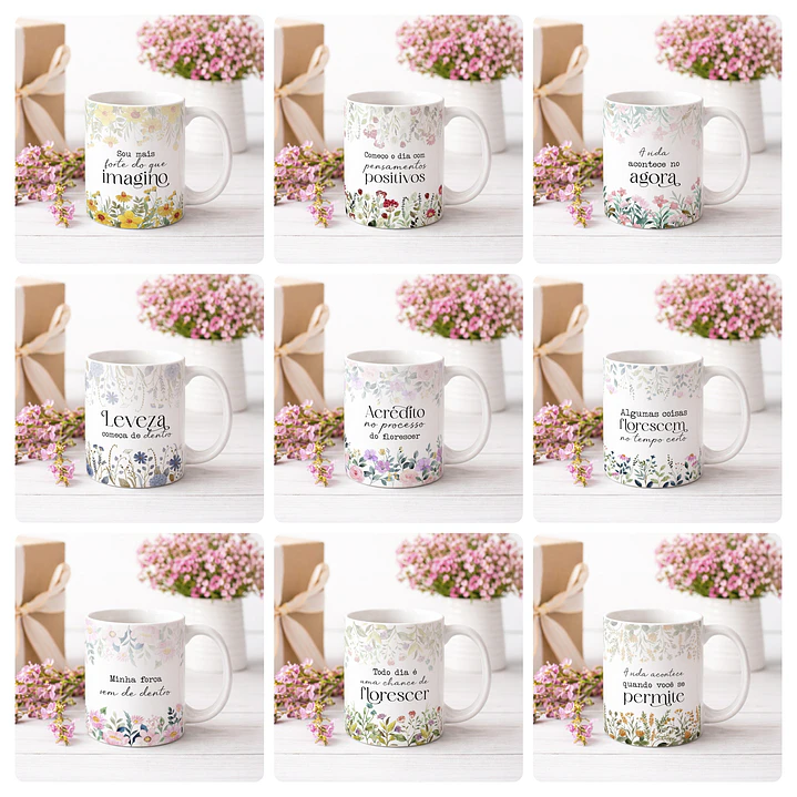 20 Artes para Caneca Frases Florescer Arquivo Editável 2