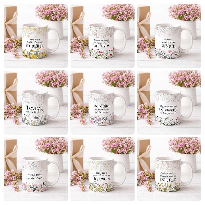 20 Artes para Caneca Frases Florescer Arquivo Editável 2