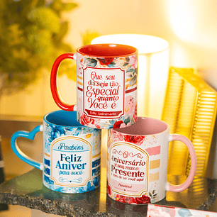 22 Artes para Caneca Feliz Aniversário Arquivo em Png