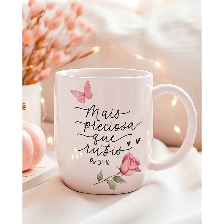 Arte Caneca Mais preciosa que rubis (Provérbios 3110) em Jpg 1
