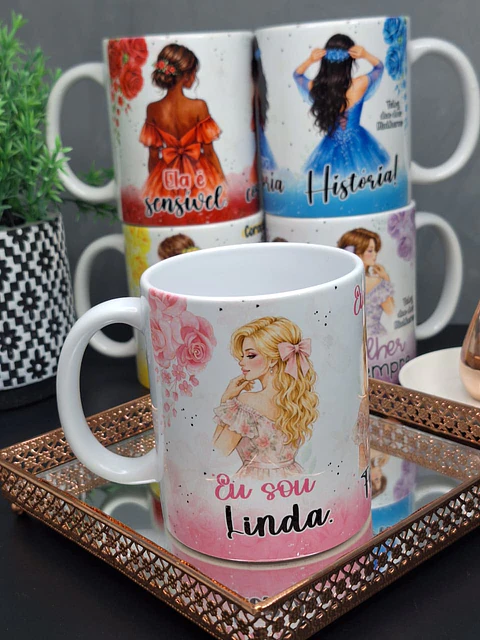 9 Artes para Caneca Ela é Mulher Dia das Mulheres Arquivo em Jpg