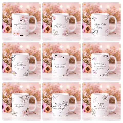 20 Artes para Caneca Dia das Mulheres Arquivo editável 