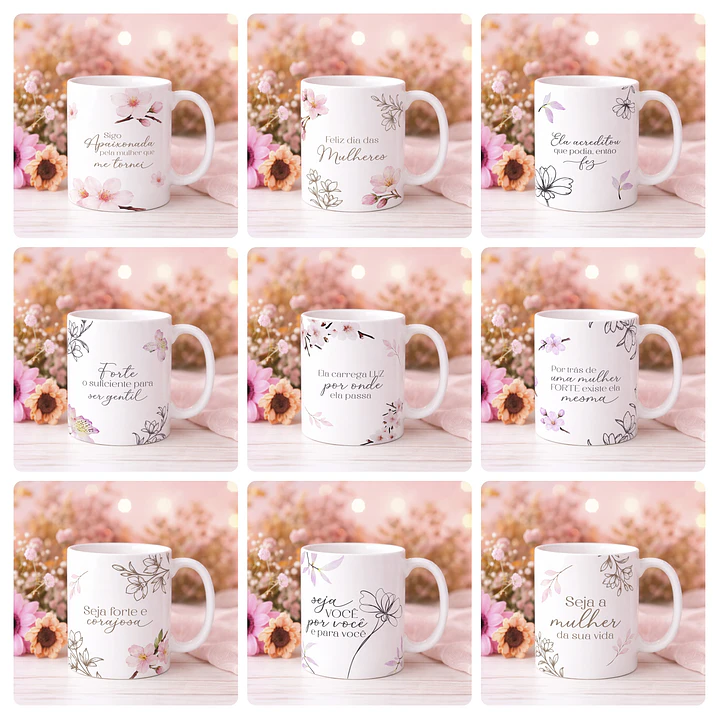 20 Artes para Caneca Dia das Mulheres Arquivo editável  1