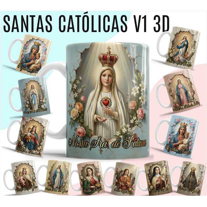 24 Artes para Caneca e Camisa Santinhas Catolicas Arquivo Editável 2