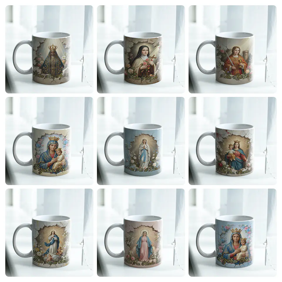 24 Artes para Caneca e Camisa Santinhas Catolicas Arquivo Editável 4