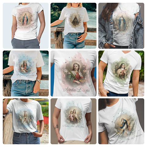 24 Artes para Caneca e Camisa Santinhas Catolicas Arquivo Editável