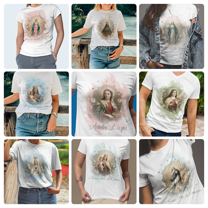 24 Artes para Caneca e Camisa Santinhas Catolicas Arquivo Editável 1