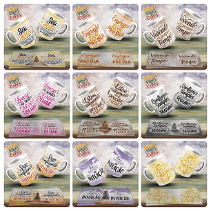 25 Artes para Caneca Frases Good Vibes das Cores Arquivo em Png