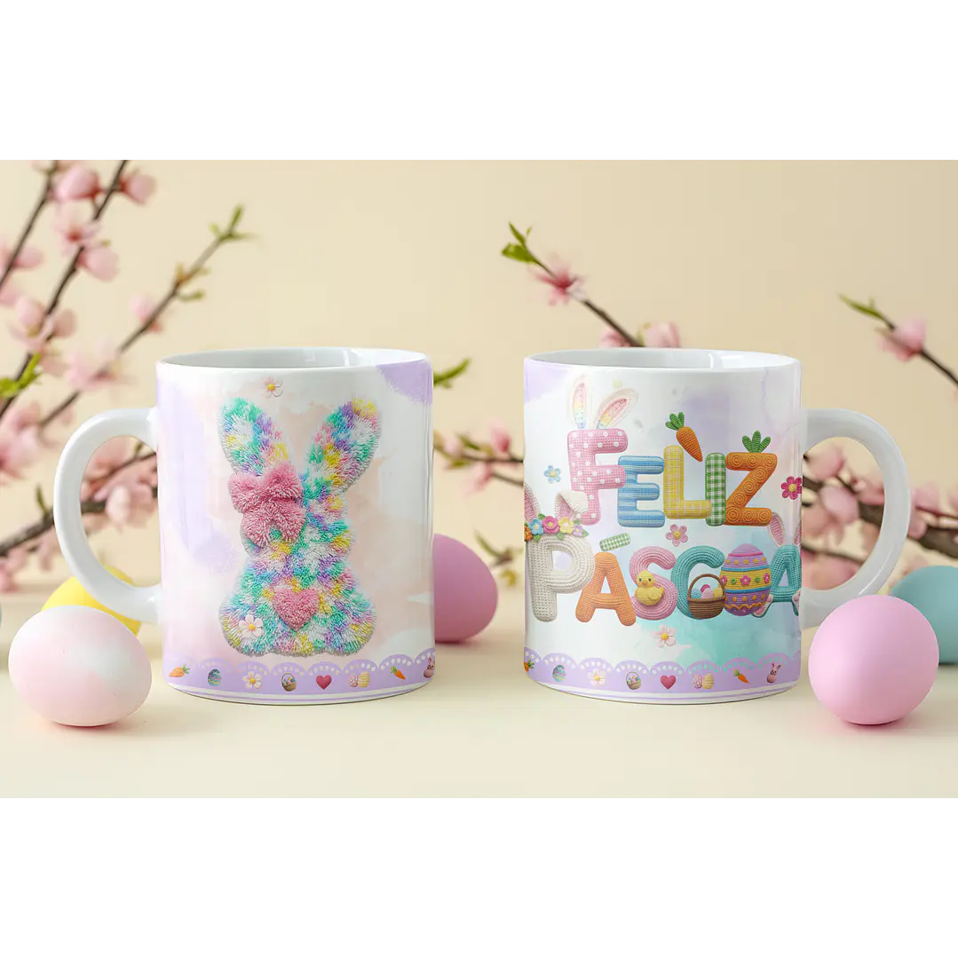8 Artes para Caneca Feliz Páscoa Coelhinho Arquivo em Png  1