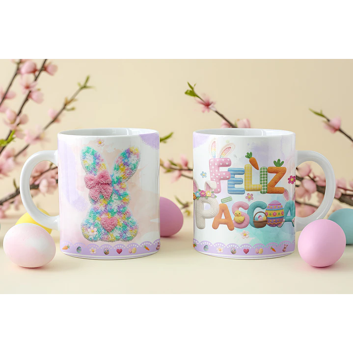 8 Artes para Caneca Feliz Páscoa Coelhinho Arquivo em Png  1