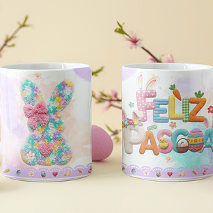 8 Artes para Caneca Feliz Páscoa Coelhinho Arquivo em Png 