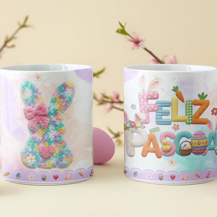 8 Artes para Caneca Feliz Páscoa Coelhinho Arquivo em Png  1
