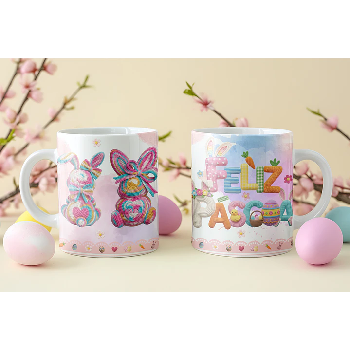 8 Artes para Caneca Feliz Páscoa Coelhinho Arquivo em Png  3