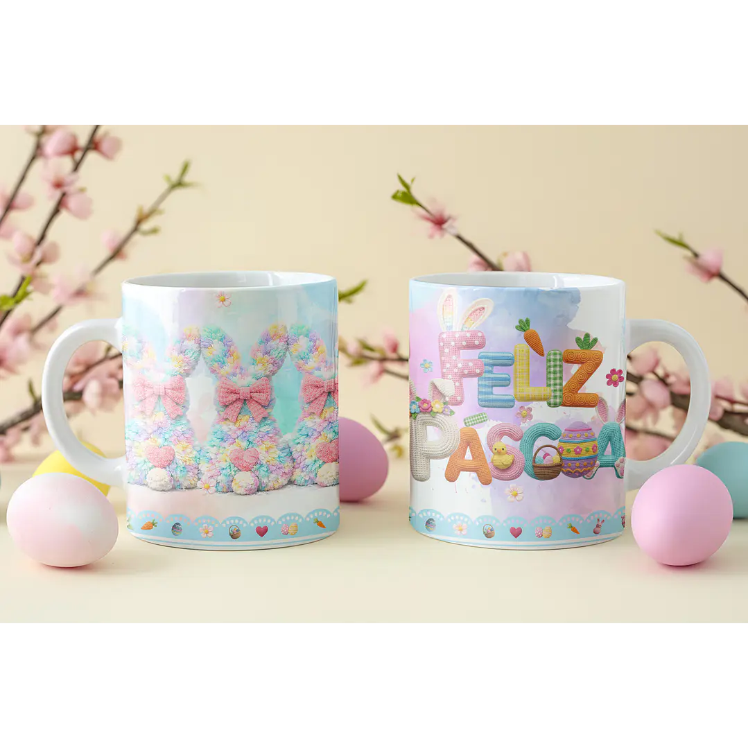 8 Artes para Caneca Feliz Páscoa Coelhinho Arquivo em Png  4