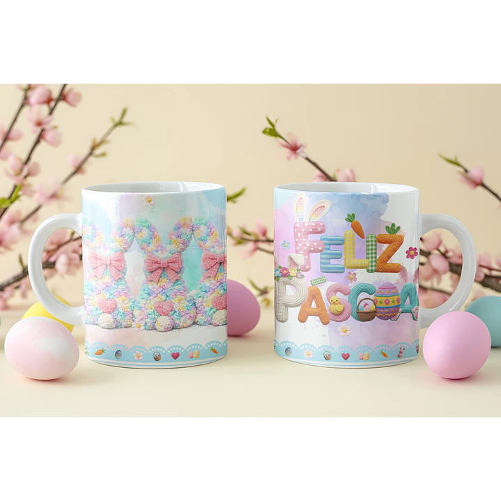 8 Artes para Caneca Feliz Páscoa Coelhinho Arquivo em Png  4