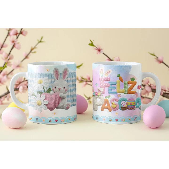 8 Artes para Caneca Feliz Páscoa Coelhinho Arquivo em Png  5