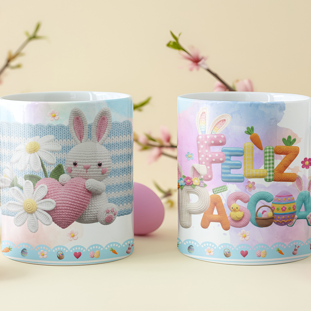 8 Artes para Caneca Feliz Páscoa Coelhinho Arquivo em Png  5
