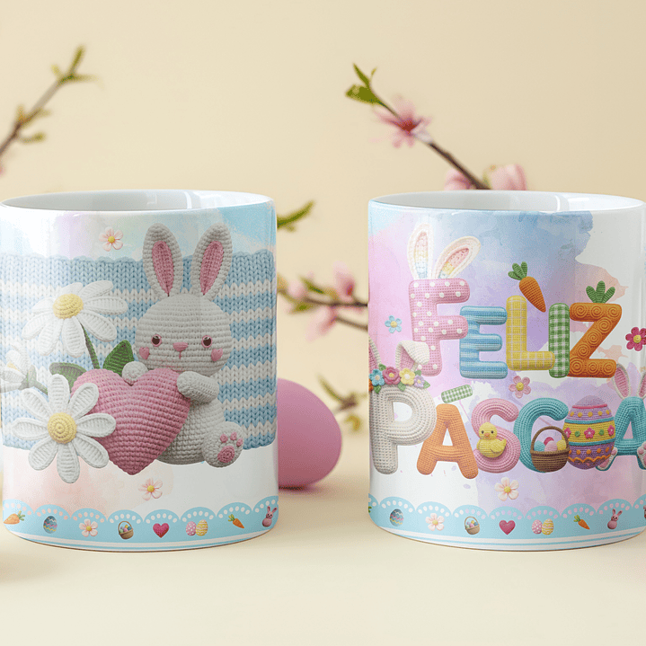 8 Artes para Caneca Feliz Páscoa Coelhinho Arquivo em Png  5