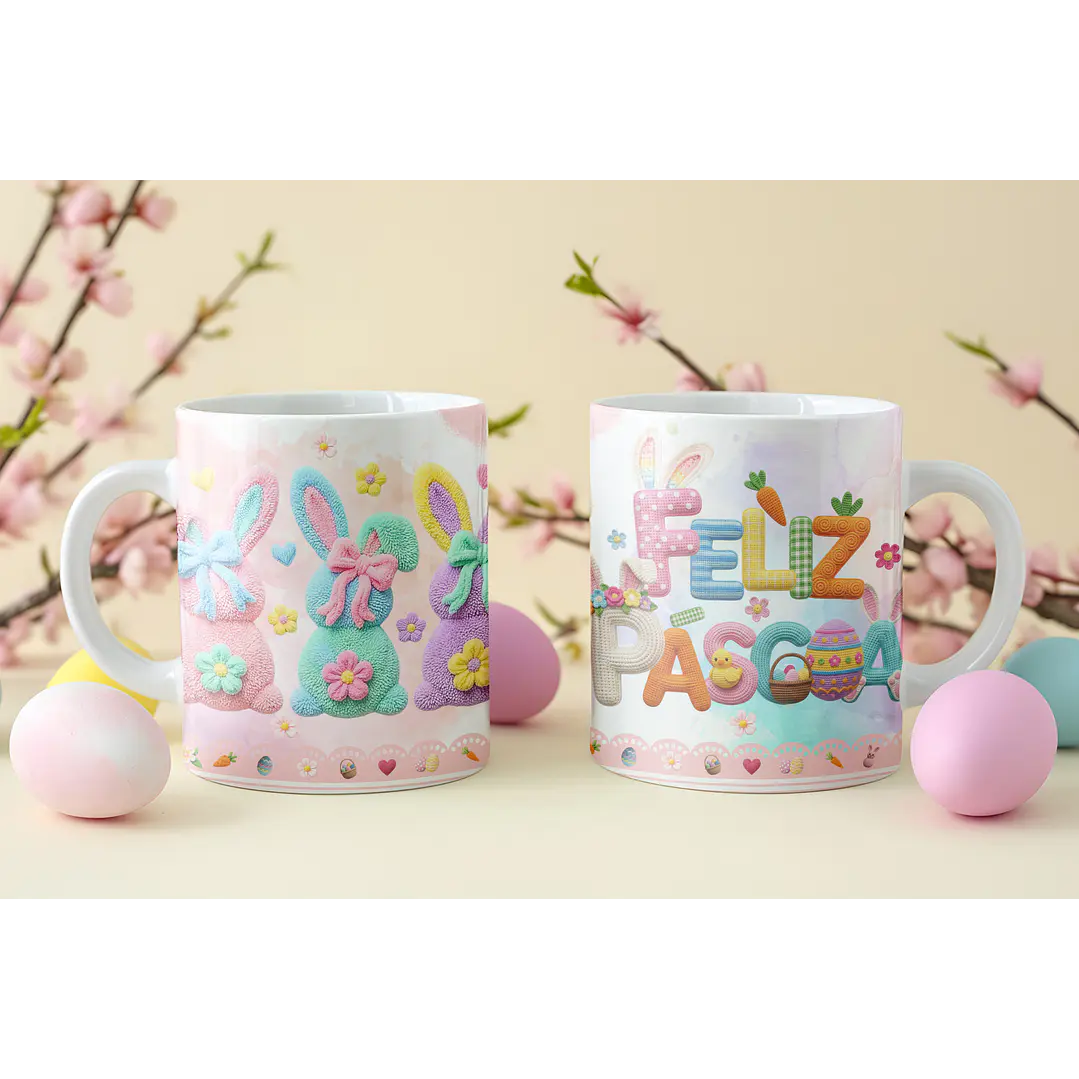 8 Artes para Caneca Feliz Páscoa Coelhinho Arquivo em Png  6