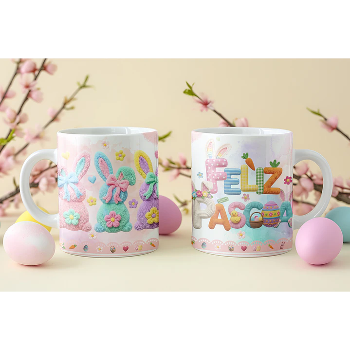 8 Artes para Caneca Feliz Páscoa Coelhinho Arquivo em Png  6