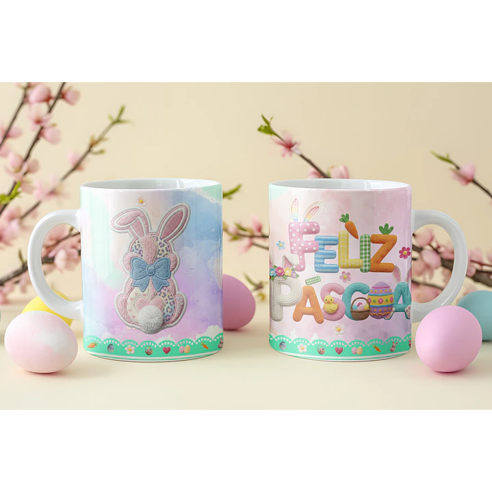 8 Artes para Caneca Feliz Páscoa Coelhinho Arquivo em Png  7