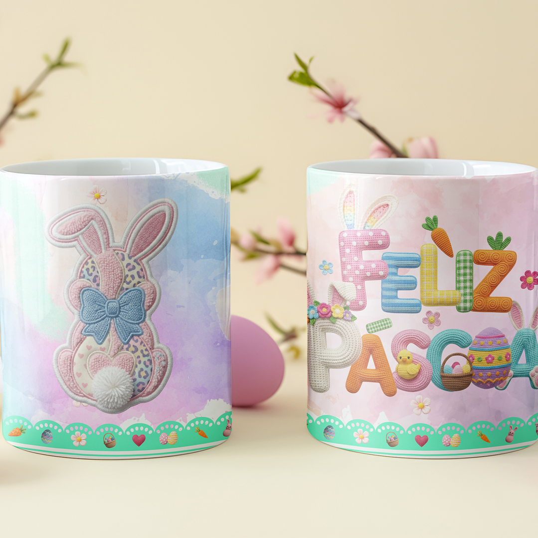 8 Artes para Caneca Feliz Páscoa Coelhinho Arquivo em Png  7