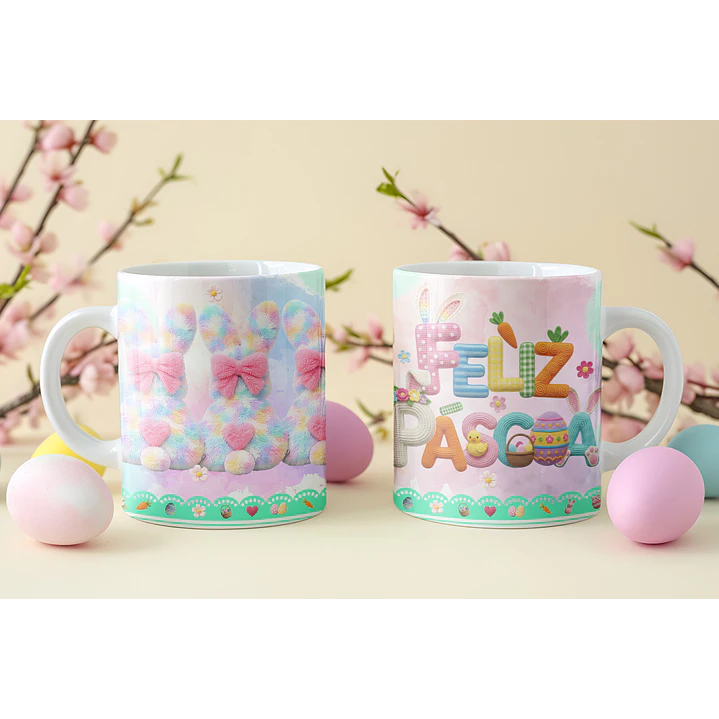 8 Artes para Caneca Feliz Páscoa Coelhinho Arquivo em Png  8