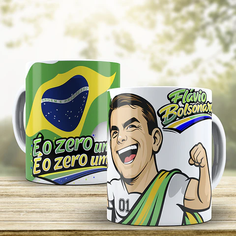 4 Artes para Caneca Flavio Bolsonaro Politica Arquivo em Editável 