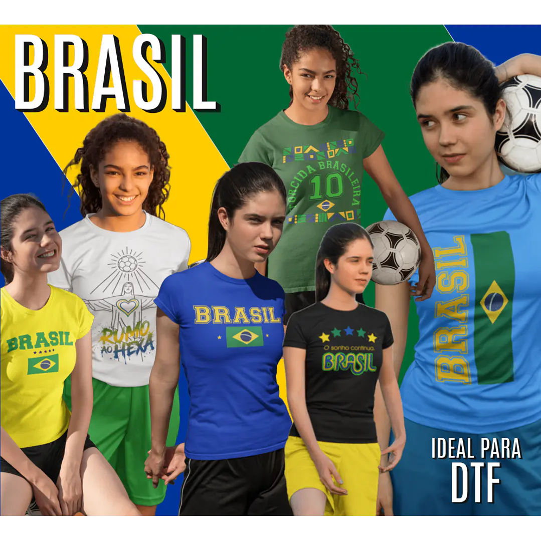6 Artes para Camisa Futebol Brasil Torcida Arquivo Editável 1