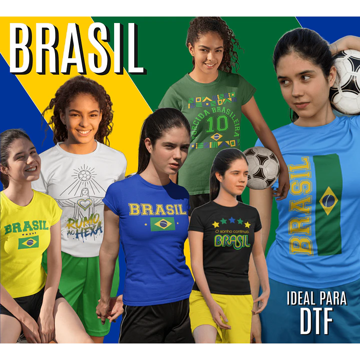 6 Artes para Camisa Futebol Brasil Torcida Arquivo Editável 1