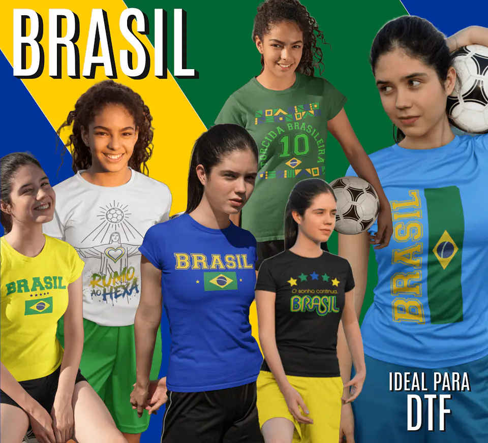 6 Artes para Camisa Futebol Brasil Torcida Arquivo Editável 1