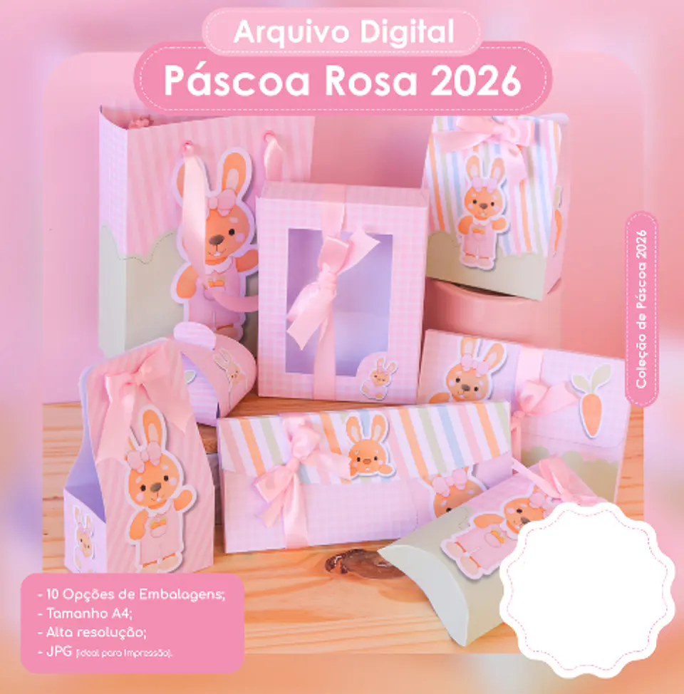 Arquivo Páscoa Rosa Mimos Arquivo em Png 1