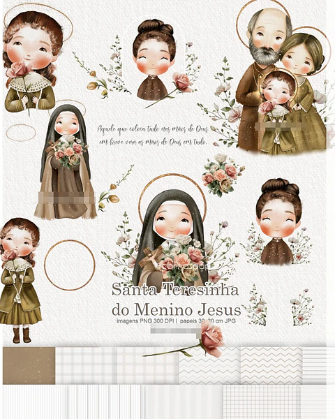 Kit Digital Santa Teresinha do Menino Jesus Arquivos em Png 
