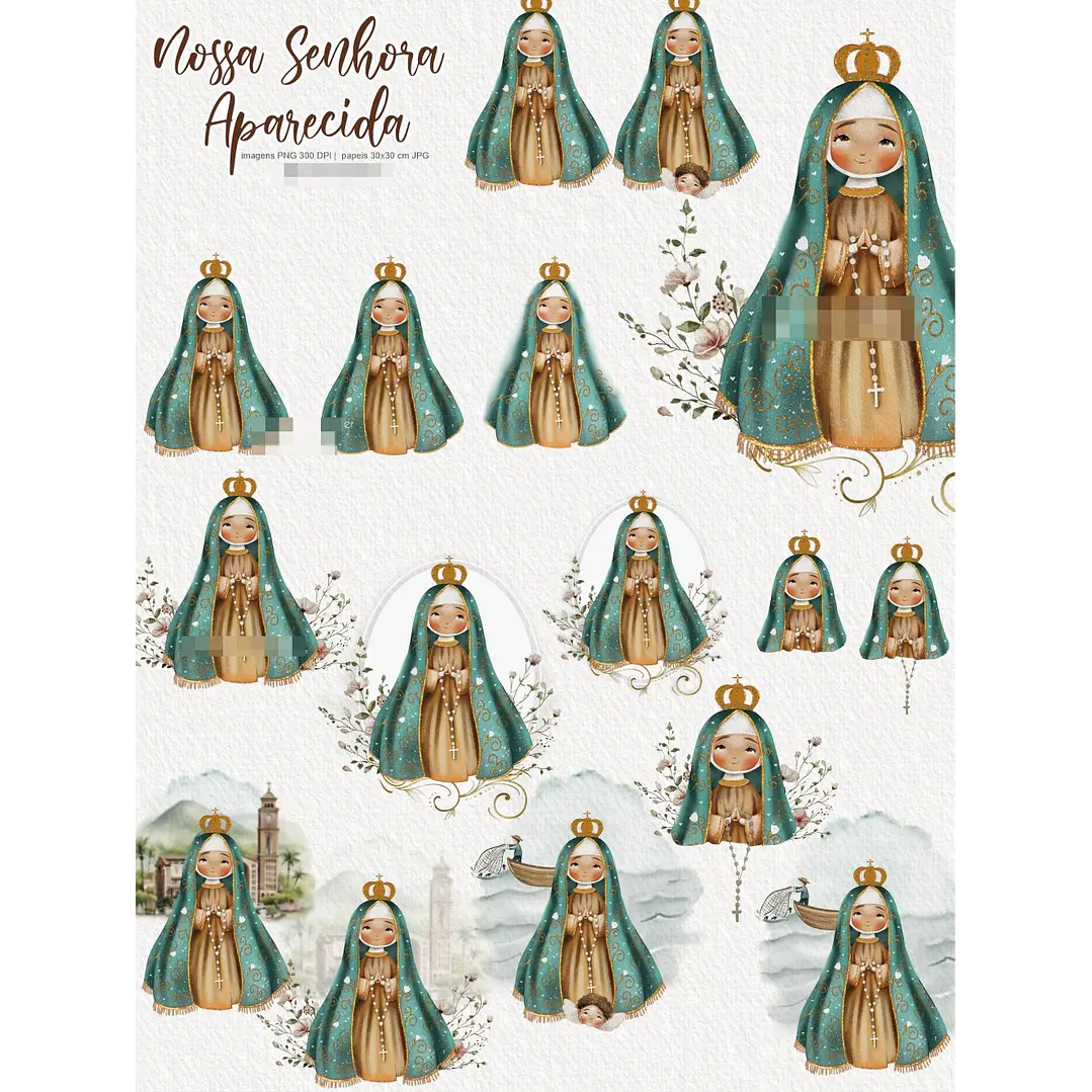 Kit Digital Nossa Senhora Aparecida Arquivos em Png  6