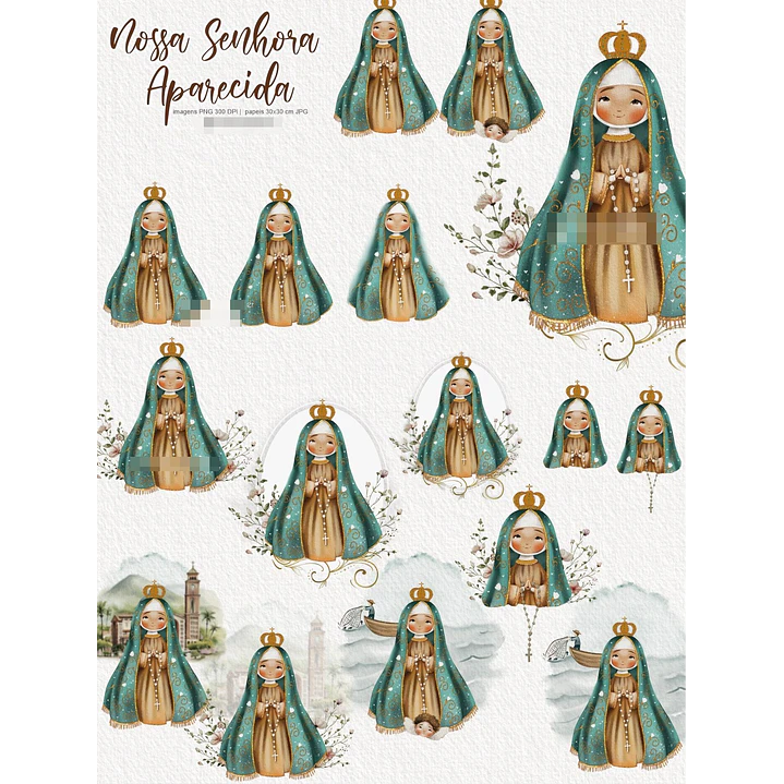 Kit Digital Nossa Senhora Aparecida Arquivos em Png  6