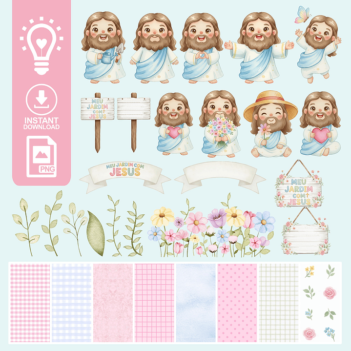 Kit Digital Jardim Com Jesus Arquivos em Png 1
