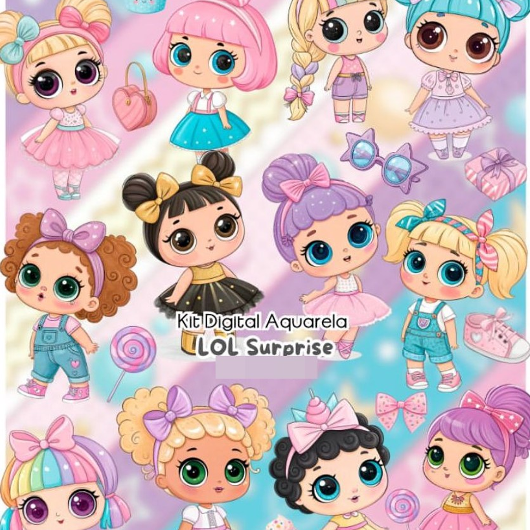 Kit Digital Lol Surprise Aquarela Arquivos em Png 1