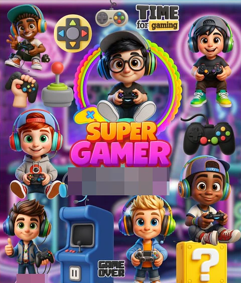 Kit Digital Super Gamer  Arquivos em Png