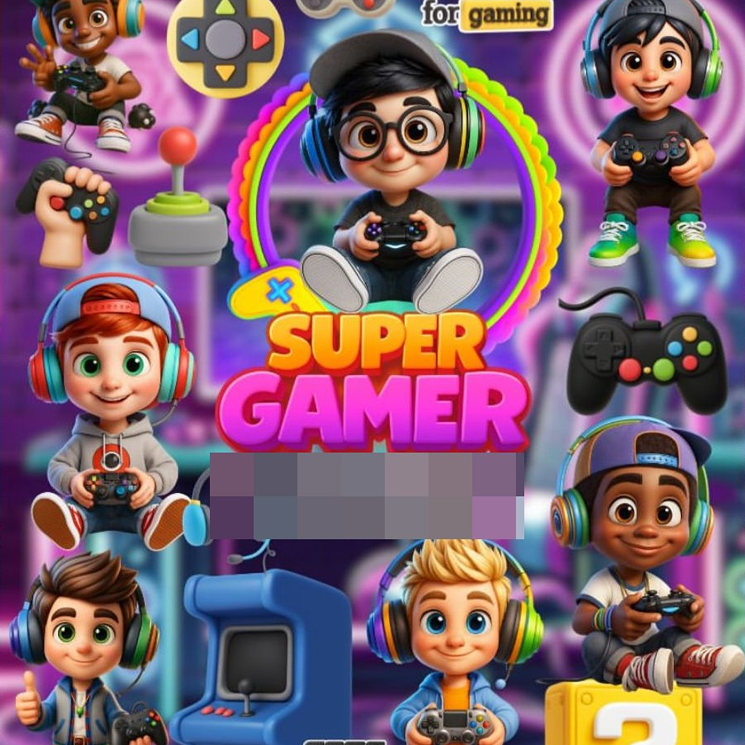 Kit Digital Super Gamer  Arquivos em Png 1