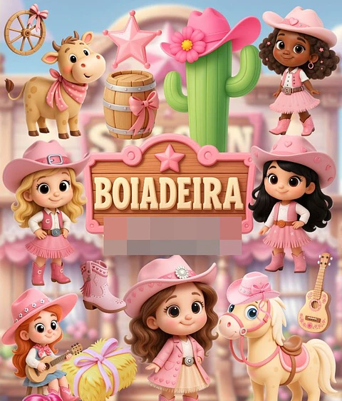 Kit Digital Boiadeira Cowgirl 3d Arquivos em Png