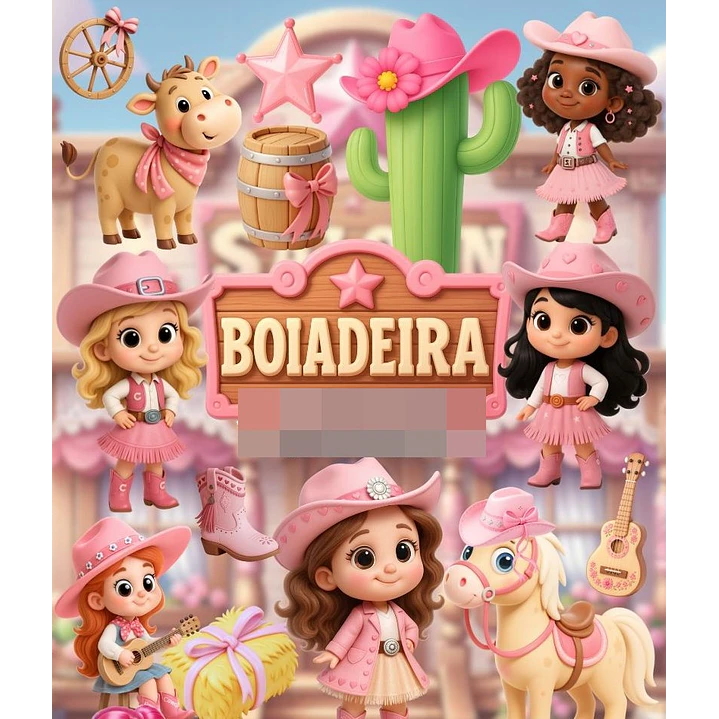Kit Digital Boiadeira Cowgirl 3d Arquivos em Png 1