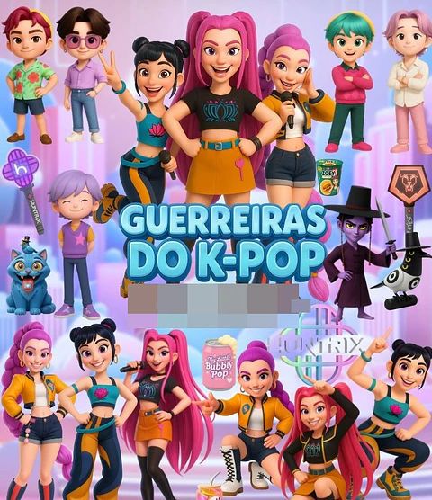 Kit Digital Guerreiras Do K-Pop 3D Cute Arquivos em Png
