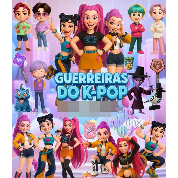 Kit Digital Guerreiras Do K-Pop 3D Cute Arquivos em Png 1