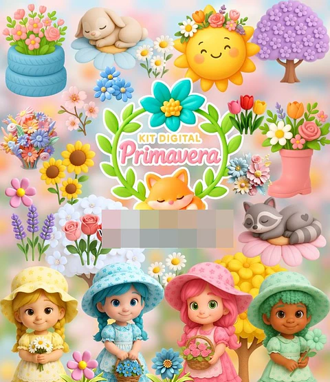 Kit Digital Primavera Floral 3D Arquivos em Png