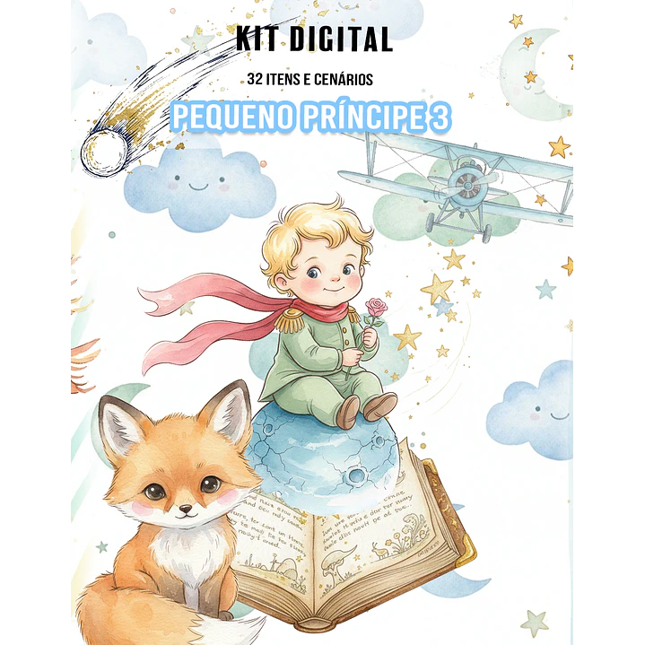 Kit Digital Pequeno Principe Aquarelado Arquivos em Png  1