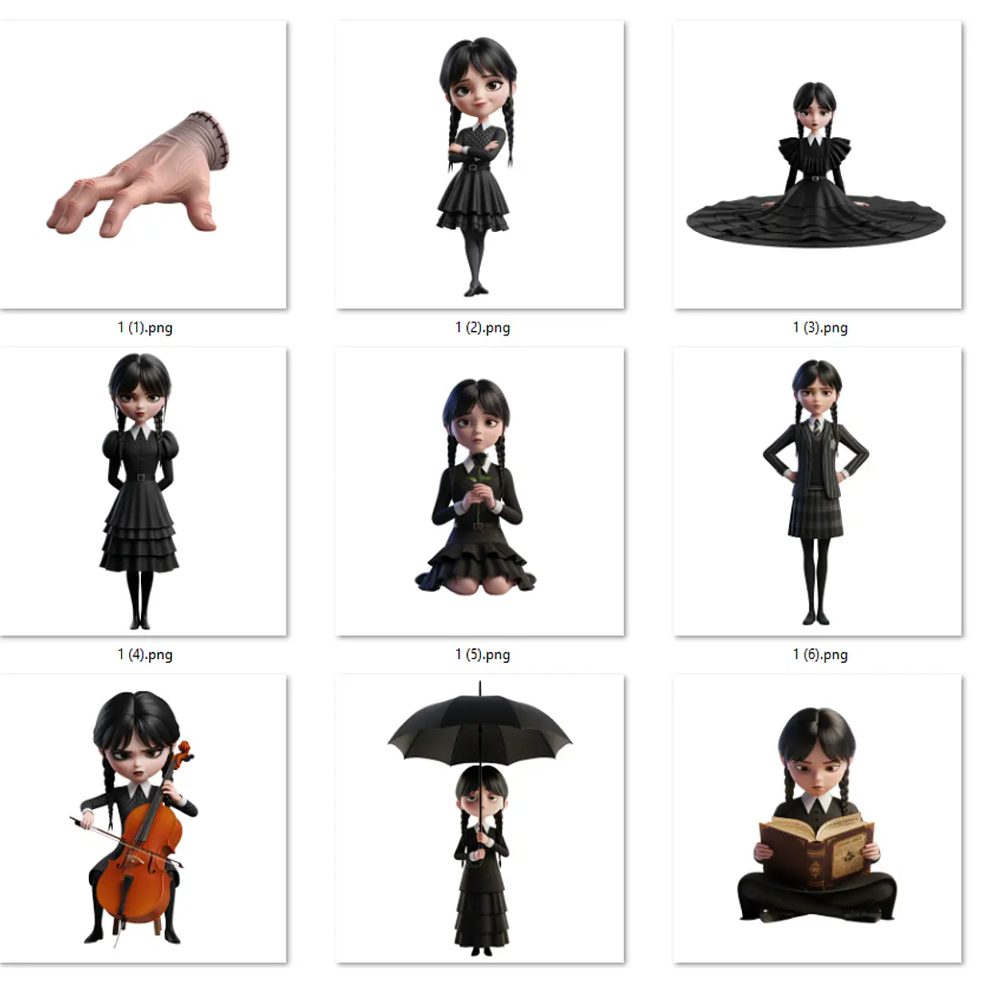 Kit Digital Wandinha Arquivos em Png 3