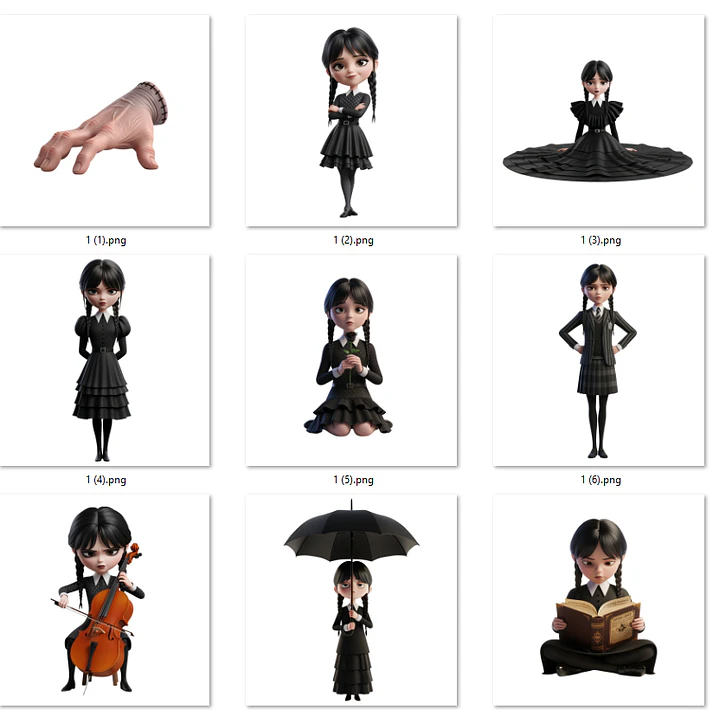 Kit Digital Wandinha Arquivos em Png 3