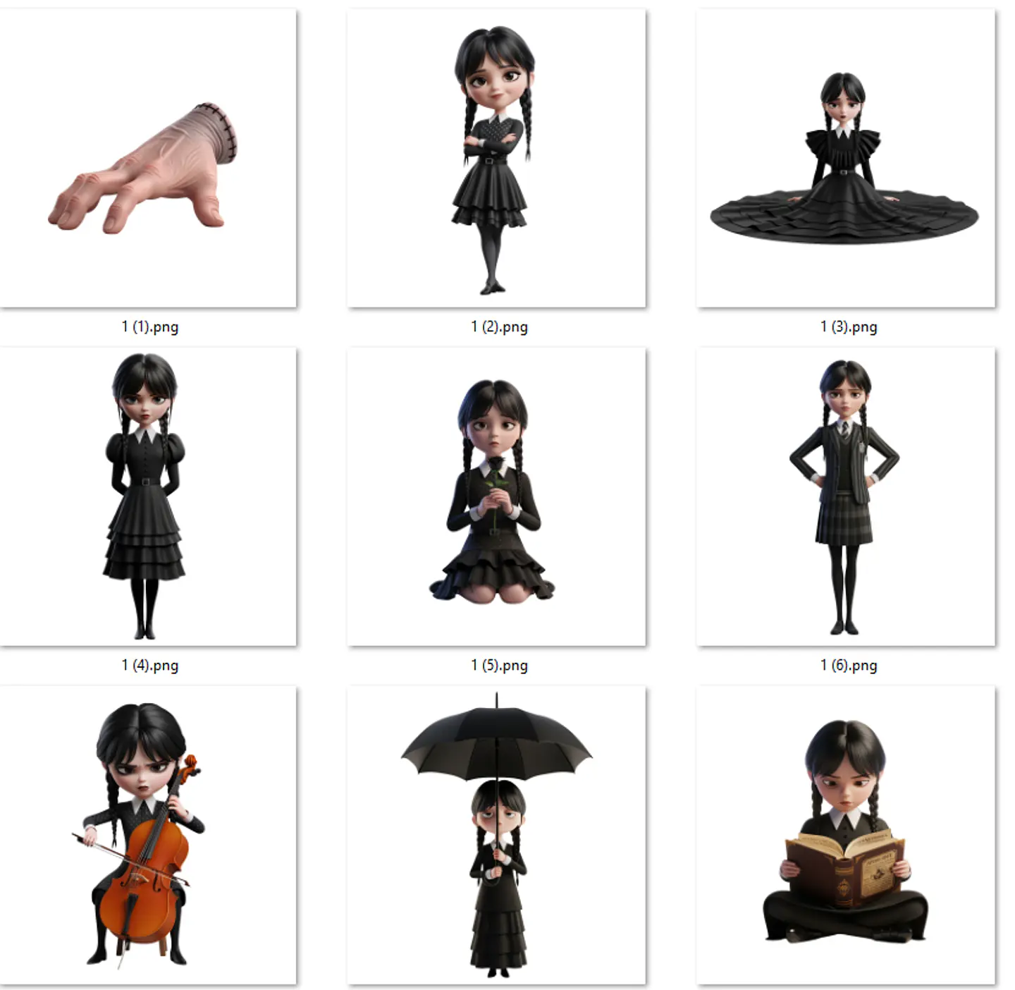 Kit Digital Wandinha Arquivos em Png 3