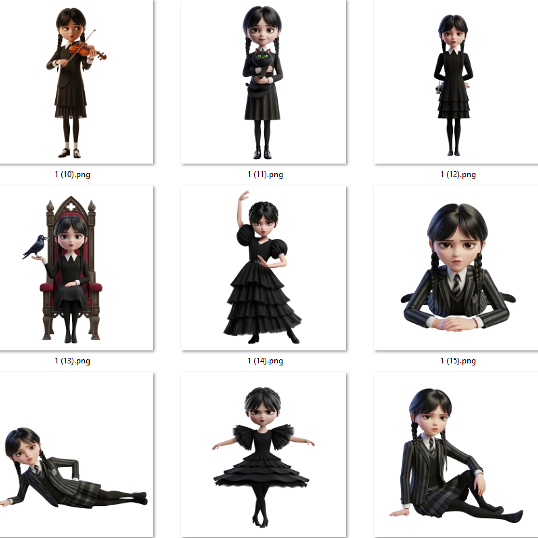 Kit Digital Wandinha Arquivos em Png 4